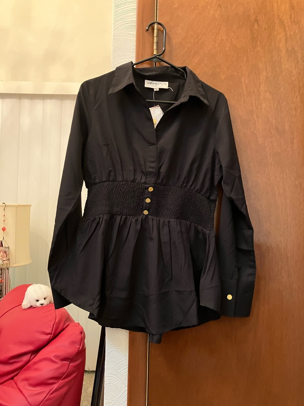 Wishing Waves black peasant style top NWT
